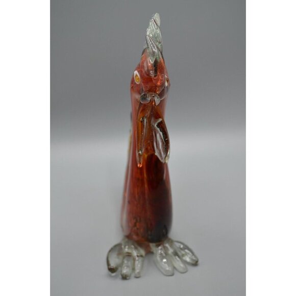 Blown Glass Rooster Figurine Red Clear Chicken Italian Style Vtg Handmade 9" - Picture 5 of 10